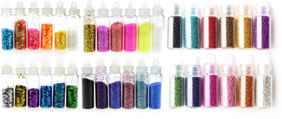 

Jay Hari Et Of 36 Bottles 3d Nail Art With Glitter Sequins Rhinestones Cavier Bead(Multicolor)