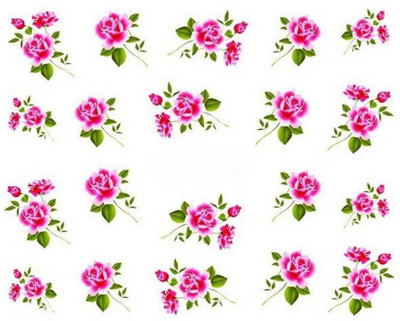 

Azzuro Pink Love Rose Floral Nail Art Manicure Decals Water Transfer Sticker - 1+1 Free(Pink flora)
