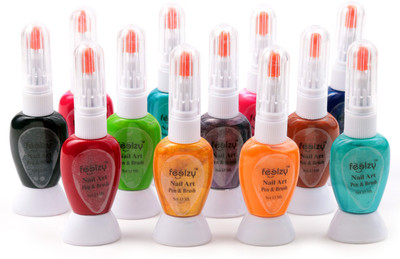 

Foolzy Pack Of 12 Towway Nail Art Paint Polish With Pen(Orange::Red::Pink::Blue::Black::Green::Silver::Purple)