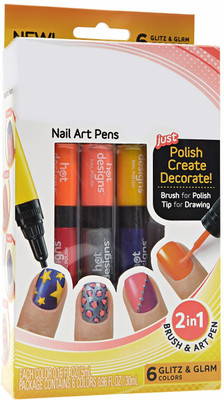 

Ace Hot Designs 6 Glitz & Glam Colors Nail Art Pens(Multicolor)