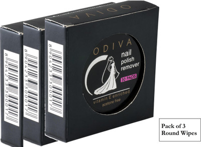 

Odiva Nail Remover Round Wipes (3 Packs of 30 Pads)(90)