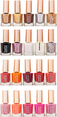 

Aroma Care Wholesale Rate Nail Polish Set of 20 Pcs (Multicolor) 42 Golden, Light Golden, Brown, Silver, Golden Sparkle, Black, White, Base Coat, Silver Sparkle(Pack of 20)