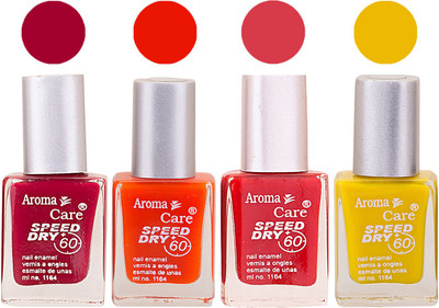 

Aroma Care Maroon Nail Polish Combo 2506201698 Maroon, Orange, Red, Yellow(Pack of 4)