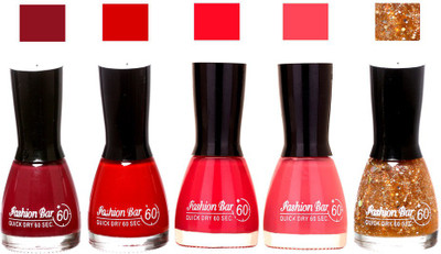 

Fashion Bar Mauve Red Dark Pink ,Neon Pink,Glitter Gold Shades Nail Polish 145298 Mauve Red Dark Pink ,Neon Pink,Glitter Gold(Pack of 5)