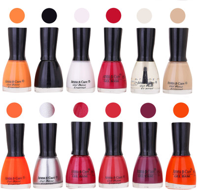 

Aroma Care Wholesale Rate Nail Polish Combo Set of 12 Pcs ( Multicolor) 39 Light Orange, Black, White, Maganta, Top Coat, Skin, Light Orange, Silver, Maganta Glaiter, Dark Nude, Wine, Neon Orange(Pack of 12)