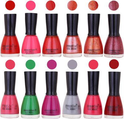 

Aroma Care Wholesale Rate Nail Polish Combo Set of 12 Pcs ( Multicolor) 49 Red, Neon Pink, Red Sparkle, Pink Sparle, Orange Sparkle, Maganta Sparkle, Pink, Green, Purple, Gray, Maganta, Reddish Maroon(Pack of 12)