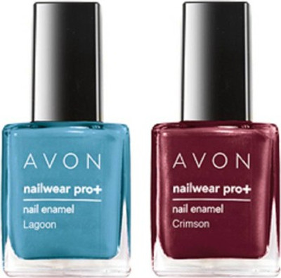 

Avon Nailwear Pro+ Nail Enamel (set of 2) Lagoon - Crimson(Pack of 2)