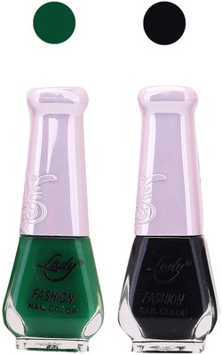 Lady Fashion Nail Polish Combo 210820166 Green,Black,(Pack of 2)