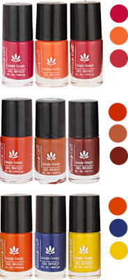

Aroma Care Pack Of 9 Gel Based Nail Paint (45) Nude Magenta, Nude Ornge, Nude, Orange, Nude, Brown, Orange, Blue, Yellow(Pack of 9)