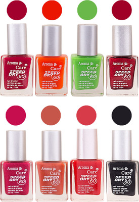 

Aroma Care Orange Matte Nail Polish Combo 01072016162 Maroon, Orange, Golden, Maroon, Green, Magenta, Light Orange, Red, Peach, Purple, Pink, Blue, Yellow, Black, Base Coat, Nude(Pack of 8)