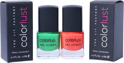 

Colorlust Nailpaint Neon orange and Neon green Neon green, Neon orange(Pack of 2)