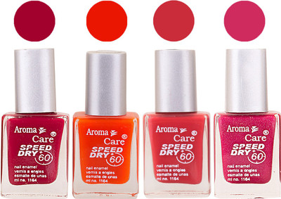 

Aroma Care Maroon Nail Polish Combo 25062016104 Maroon, Orange, Red, Pink(Pack of 4)