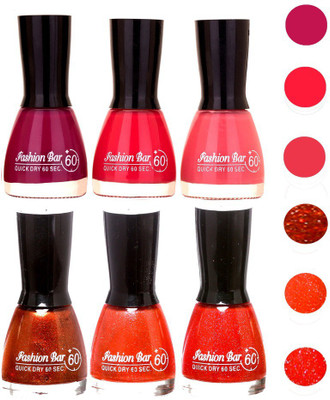 

Fashion Bar Quick Dry Nail Polish (Pack of 6)139 Multicolor,(Pack of 6)