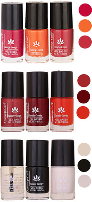 

Aroma Care Gel Based Nail Paint Set Of 9 Pcs Multicolor Set 90(Pack of 9)
