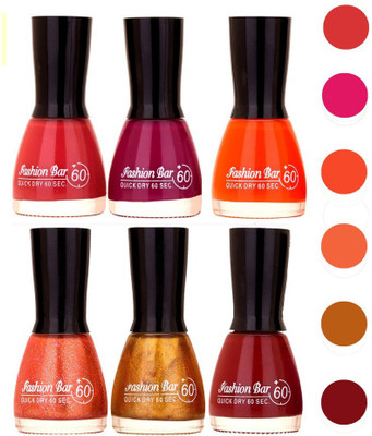 

Fashion Bar Quick Dry Nail Polish (Pack of 6)135 Multicolor,(Pack of 6)