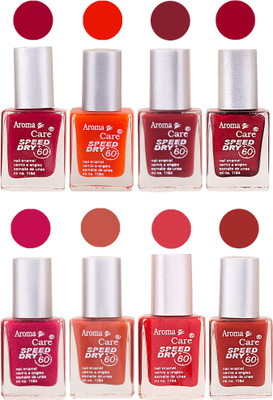 

Aroma Care Orange Matte Nail Polish Combo 01072016101 Maroon, Orange, Golden, Maroon, Green, Magenta, Light Orange, Red, Peach, Purple, Pink, Blue, Yellow, Black, Base Coat, Nude(Pack of 8)