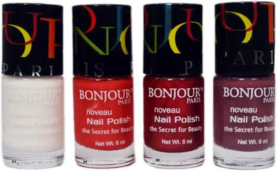 

Bonjour Paris Round Nail Polish Set 4 Multi Color(Pack of 4)