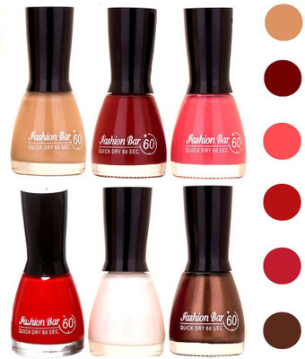 

Fashion Bar Quick Dry Nail Polish (Pack of 6)150 Multicolor,(Pack of 6)