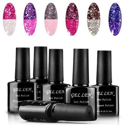 

Gellen Temperture Color Chaning Sets Uv Soak Off Polish Mixed Colors 01 Dark(Pack of 6)