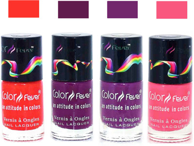 Color Fever Pink Matte Nail Polish Combo-1009 Orange Wine Purple Pink(Pack of 4)