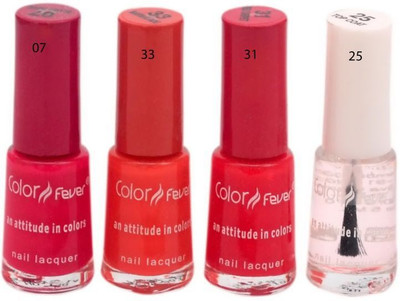 

Color Fever Premium Nail Polish Kit (Set Of 4) Blush Rose, Marmalade, Red Carpet, Top Coat