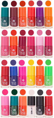 

Aroma Care Black Nail Polish Combo 1706201627 Green, Brown, Red, Peach, Mauve, Pink, Blue, Magenta, Yellow, Neon Green, Light Pink, Base Coat, Black(Pack of 24)