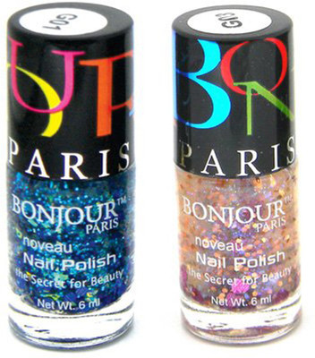 

Bonjour Paris GLITER Nail Polish Combo 201 Multicolor,