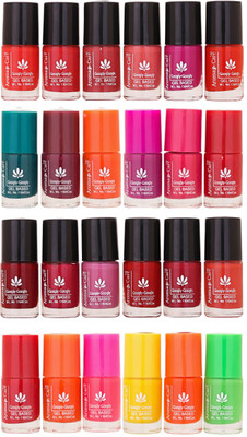 

Aroma Care MAB Multicolor 2 in 1 Color Cap Nail Polish Sets in Wholesale Rate ( Set No. 14) Green, Brown, Orange, Pink, Purple, Red, Red, Orange, Pink, Yellow, Orange, Neon Green(Pack of 24)