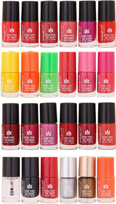 

Aroma Care MAB Multicolor 2 in 1 Color Cap Nail Polish Sets in Wholesale Rate ( Set No. 140) Yellow, Orange, Neon Green, Red, Nude, Peach, Base Coat, Black, Red, Silver, Golden, Orange(Pack of 24)