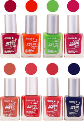 

Aroma Care Orange Matte Nail Polish Combo 01072016168 Maroon, Orange, Golden, Maroon, Green, Magenta, Light Orange, Red, Peach, Purple, Pink, Blue, Yellow, Black, Base Coat, Nude(Pack of 8)