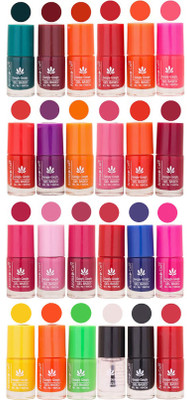 

Aroma Care Top Coat Nail Polish Combo 1706201618 Green, Brown, Orange, Red, Peach, Mauve, Pink, Blue, Magenta, Yellow, Neon Green, Base Coat, Black(Pack of 24)