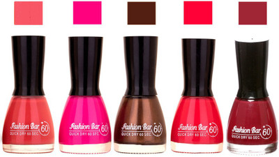 

Fashion Bar Pink,Rani Mazanta ,Chaclaty Brown ,Redish Pink,Mauve Shades Nail Polish 145365 Pink,Rani Mazanta ,Chaclaty Brown ,Redish Pink,Mauve(Pack of 5)