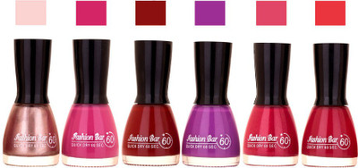

Fashion Bar Long Stay Pack of 6 Unique Nail Polish Combo 314 Simmer Pink,Purple,Cherry , purple , cherry mehroon(Pack of 5)