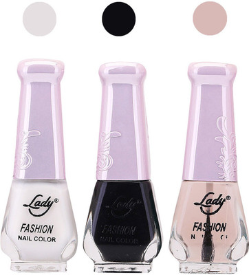 

Lady Fashion Nail Polish 0410201608 White,Black,Transparent,(Pack of 3)