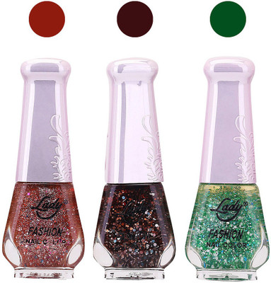 

Lady Fashion Glitter Nail Polish 04102031 Brown,Brown,Green,(Pack of 3)