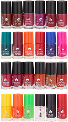 

Aroma Care MAB Multicolor 2 in 1 Color Cap Nail Polish Sets in Wholesale Rate ( Set No. 45) Green, Brown, Orange, Yellow, Blue, Magenta, Yellow, Orange, Neon Green, Base Coat, Black, Red(Pack of 24)