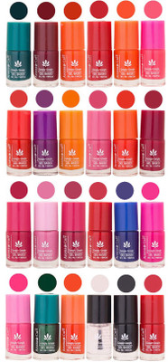 

Aroma Care Black Nail Polish Combo 1706201621 Green, Brown, Orange, Red, Peach, Mauve, Pink, Blue, Magenta, Light Pink, Base Coat, Black(Pack of 24)