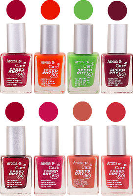 

Aroma Care Orange Matte Nail Polish Combo 01072016146 Maroon, Orange, Golden, Maroon, Green, Magenta, Light Orange, Red, Peach, Purple, Pink, Blue, Yellow, Black, Base Coat, Nude(Pack of 8)