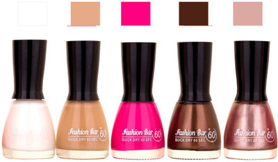 

Fashion Bar White,Musted,Royal Pink Choclaty Brown, Shimmer Light Brown Shades Nail Polish 145290 White,Musted,Royal Pink Choclaty Brown, Shimmer Light Brown(Pack of 5)