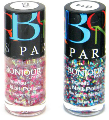 

Bonjour Paris GLITER Nail Polish Combo 205 Multicolor,