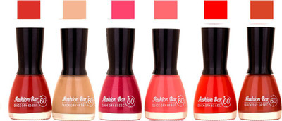 

Fashion Bar Long Stay Pack of 6 Unique Nail Polish Combo 301 Redish Brown,Musted,Shimmer Mazanta,Neon Pink,Mehroon ,Silver Glitter(Pack of 6)