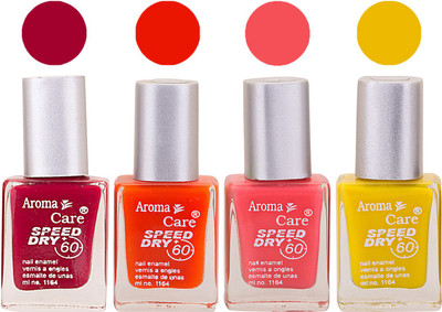 

Aroma Care Maroon Nail Polish Combo 25062016124 Maroon, Orange, Pink, Yellow(Pack of 4)