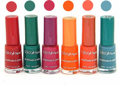 

Color Fever Nail Polish Combo 2-9-12-32-33-35 Multicolor,(Pack of 6)