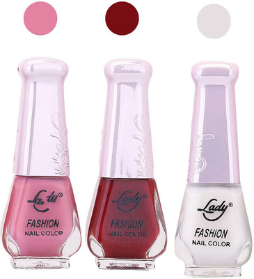 

Lady Fashion Nail Polish 0410201606 Light Pink,Maroon,White,(Pack of 3)