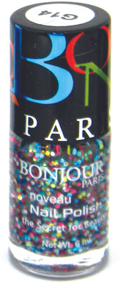 

Bonjour Paris Glitter Nail Polish Silver High Shien with Blue Gitters