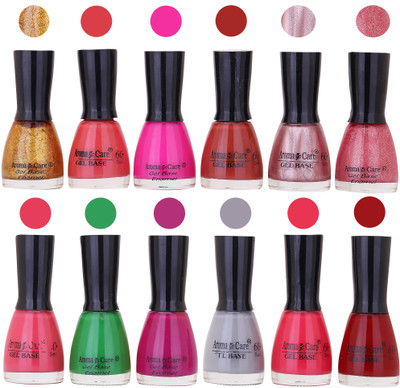 

Aroma Care Wholesale Rate Nail Polish Combo Set of 12 Pcs ( Multicolor) 54 Golden Sparkle, Peach, Neon Pink, Brown, Pink Glaiter, Maganta Glaiter, Pink, Green, Purple, Gray, Maganta, Reddish Maroon(Pack of 12)