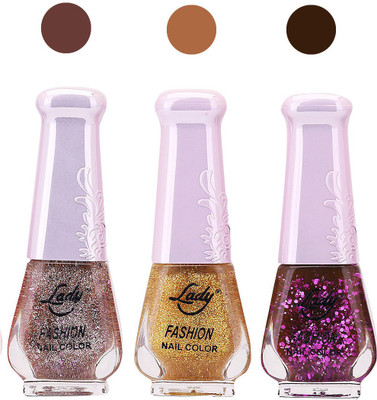 

Lady Fashion Glitter Nail Polish 04102025 Silver,Golden,Pink,(Pack of 3)