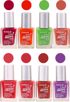 

Aroma Care Orange Matte Nail Polish Combo 01072016172 Maroon, Orange, Golden, Maroon, Green, Magenta, Light Orange, Red, Peach, Purple, Pink, Blue, Yellow, Black, Base Coat, Nude(Pack of 8)