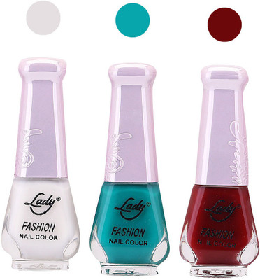 

Lady Fashion Nail Polish 2508201608 White,Green,Maroon,(Pack of 3)