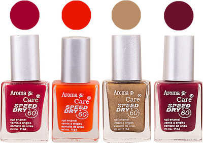 

Aroma Care Maroon Nail Polish Combo 2506201603 Maroon, Orange, Golden, Maroon(Pack of 4)
